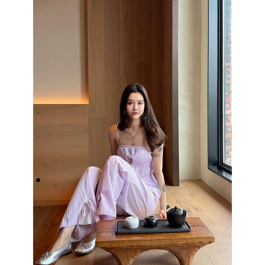 DUO智仙生 粉标 白女美学套装粉红条纹抹胸和阔腿裤 商品图1