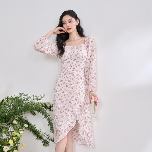 纯欲温柔法式连衣裙女2023春新款开叉荷叶边初恋裙子女春装V0630239 商品图3