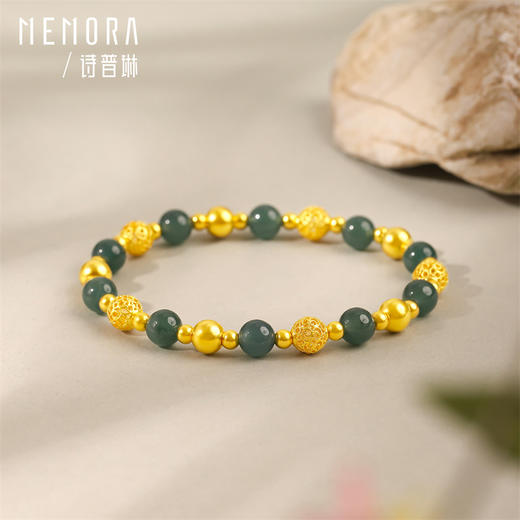 【热卖臻品】锦绣系列 南红翡翠花丝金珠手链足金黄金手串【按克计价黄金2】MEMORA诗普琳GB304301、GB304302 商品图7