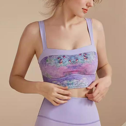 跃牌【洛水之神系列】油画瑜伽服背心美背一体式固定胸垫聚拢文胸726 商品图3