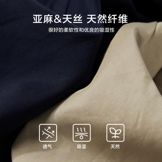 棉仓343818017-微宽松天丝亚麻松紧腰单褶休闲九分裤 商品图2