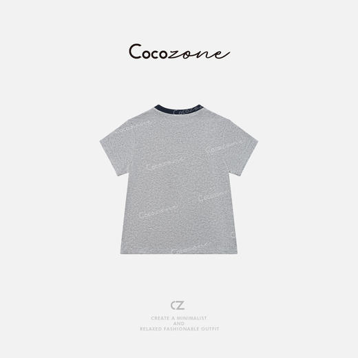 COCO ZONE 刘一一 经典撞色印花圆领修身显瘦女短T恤CD2A0832 商品图1