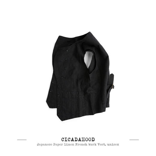 日本和纸亚麻法式工装马甲 男女款 商品图2