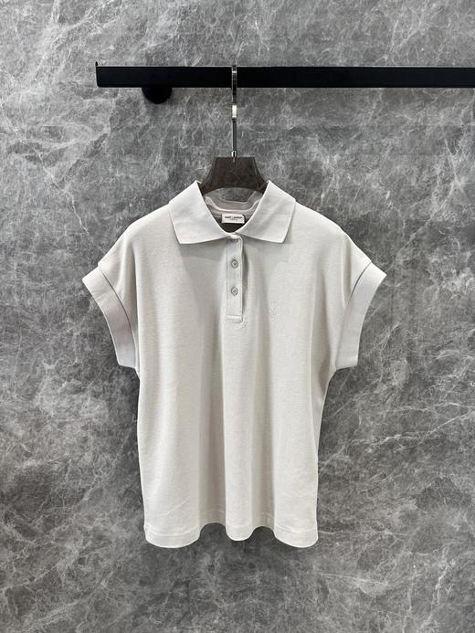 SaintLauren*圣罗兰2025SS春夏新款字母刺绣珠地棉POLO衫（DQJ） 商品图6