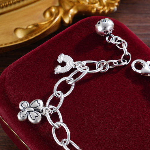 子佩集S925银【心之恋语】手串【TSB0001-49】纯银手链钱串爱心蝴蝶麦穗钱串腰缠万贯盘缠盘缠2503 商品图4