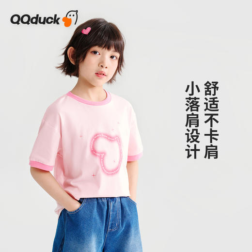 【新疆长绒棉】【120-165】【可可鸭】女童夏季短袖T恤休闲百搭（95%棉 5%氨纶） 商品图7