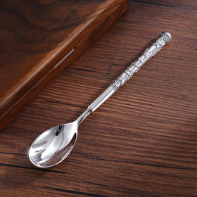 子佩集S999银【暮鼓】勺子摆件花满福堂【SZ000405】纯银餐具鱼莲2503