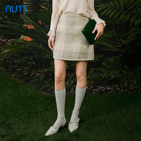 NUTS春秋季新款法式优雅小香风直筒显瘦格纹短裙女411061196