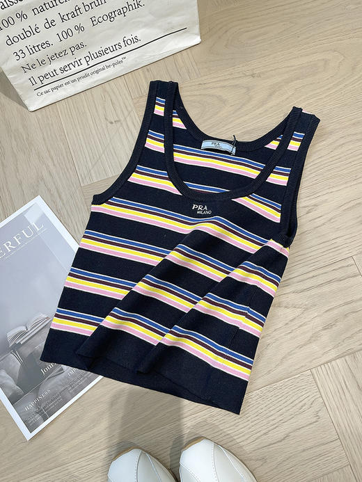 现货 THS-限时 p家 女士棉质针织彩色条纹短袖 圆领针织衫T恤 2色 BH2581 BY603 商品图12