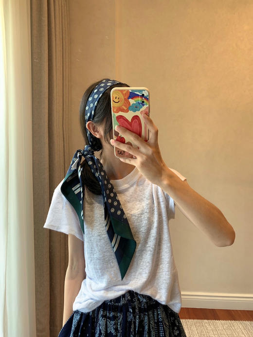 411-1 点睛之笔 双面可用 45R 波点条纹 长条丝巾 绑头发 绑腰带 18号左右发 商品图12