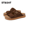 【牛反绒】星期六复古褐棕魔术贴外穿凉拖SSD2110390 商品缩略图7