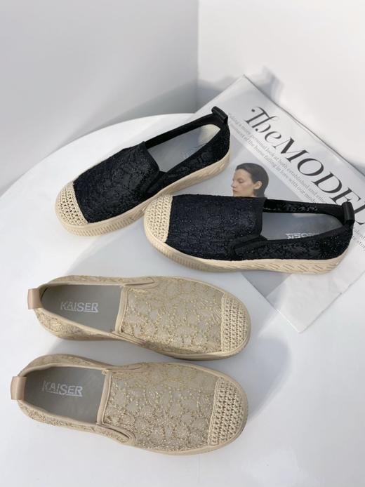 年后发！一脚蹬/半拖可选~【意大利凯撒KAISER小香风刺绣网纱一脚蹬渔夫鞋】超级软！脚感超舒服！舒适透气的蕾丝网纱面，包容性好显脚小❗裸穿软弹无压力 商品图12