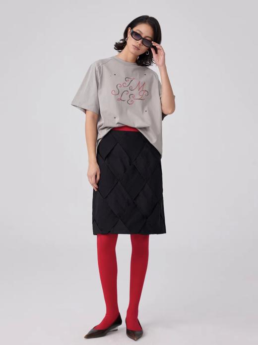 Simple Project/Y2566/复古logo铜珠铆钉印烫结合T恤 商品图3