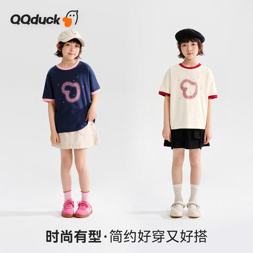 【新疆长绒棉】【120-165】【可可鸭】女童夏季短袖T恤休闲百搭（95%棉 5%氨纶） 商品图9