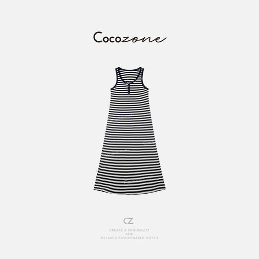 COCO ZONE 刘一一 条纹设计感圆领撞色无袖背心连衣裙ACD2A0240 商品图0