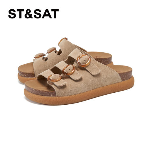 【精选牛皮】星期六复古玳瑁扣厚底凉拖SSD2110394 商品图8