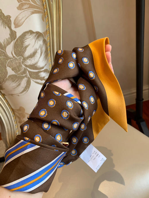 411-1 点睛之笔 双面可用 45R 波点条纹 长条丝巾 绑头发 绑腰带 18号左右发 商品图7