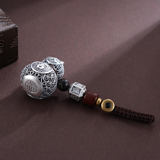 子佩集S999银【福吉双临】钥匙扣【JFQGJ002】纯银小摆件葫芦花丝大吉2503 商品图6