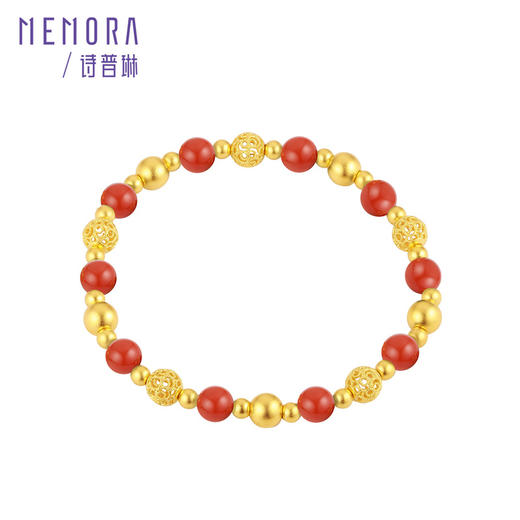 【热卖臻品】锦绣系列 南红翡翠花丝金珠手链足金黄金手串【按克计价黄金2】MEMORA诗普琳GB304301、GB304302 商品图11