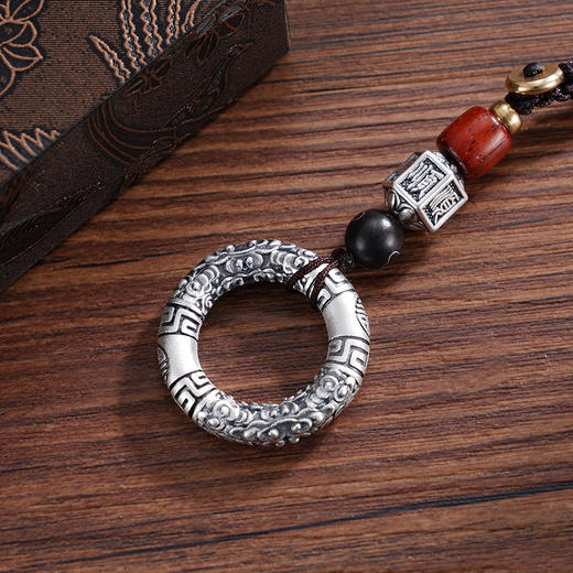 子佩集S999银【平安顺意】钥匙扣【DZ931】纯银小摆件仿古平安扣2503 商品图6