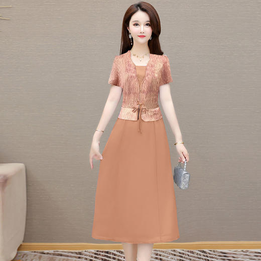 中长款假两件连衣裙，气质修身韩版时尚妈妈裙子QYM- AH5160FDY38 商品图3