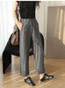 松弛感！通勤铜氨丝精纺羊毛条纹翻边高腰裤！2025宽松直筒阔腿裤西裤女春夏款！ 商品缩略图6
