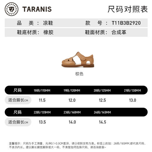 泰兰尼斯夏季童鞋婴童超纤镂空男妇宝宝鞋T字带魔术贴学步鞋 商品图7