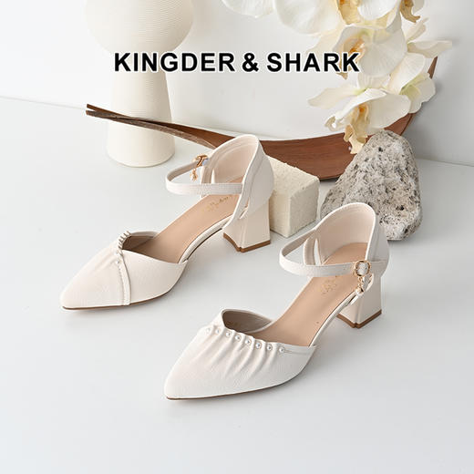 经典鲨2025年夏季新品优雅尖头高粗跟仙女风气质单鞋凉鞋女KC19-529061 商品图0