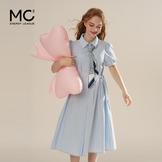 女装翻领配领带款收腰连衣裙-3319Q5221013 商品图4