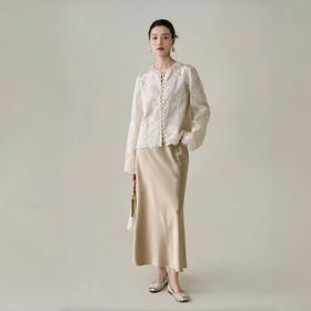 【超模君严选 ORIGNAL&CO 繁华刺绣天丝上衣三件套】下摆波浪设计 优选天丝面料 重工花朵刺绣