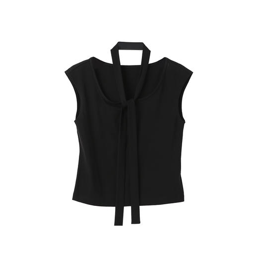 VIMAGE纬漫纪高级通勤简约修身显瘦黑色T恤上衣2025夏季新款V2313919 商品图5