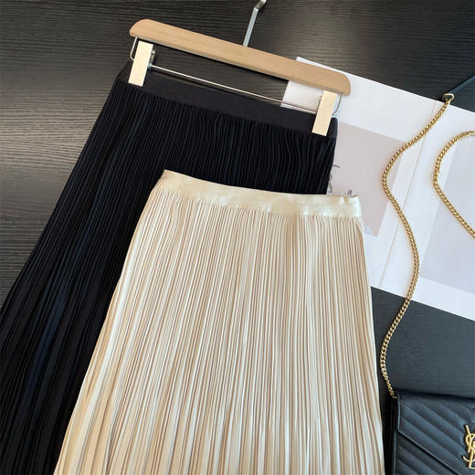 奢侈罕见意大利纱料！2025珠光感半裙超细菱格抗皱显瘦百褶伞裙半身裙！ 商品图2