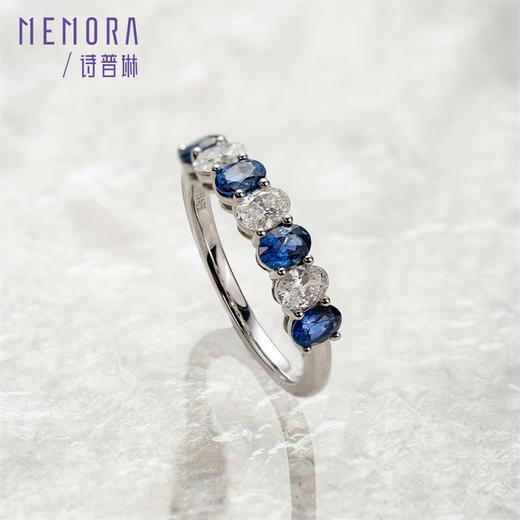 花园系列18k金蓝宝石戒指 闪耀宝石排戒女士礼物SR207201 商品图0