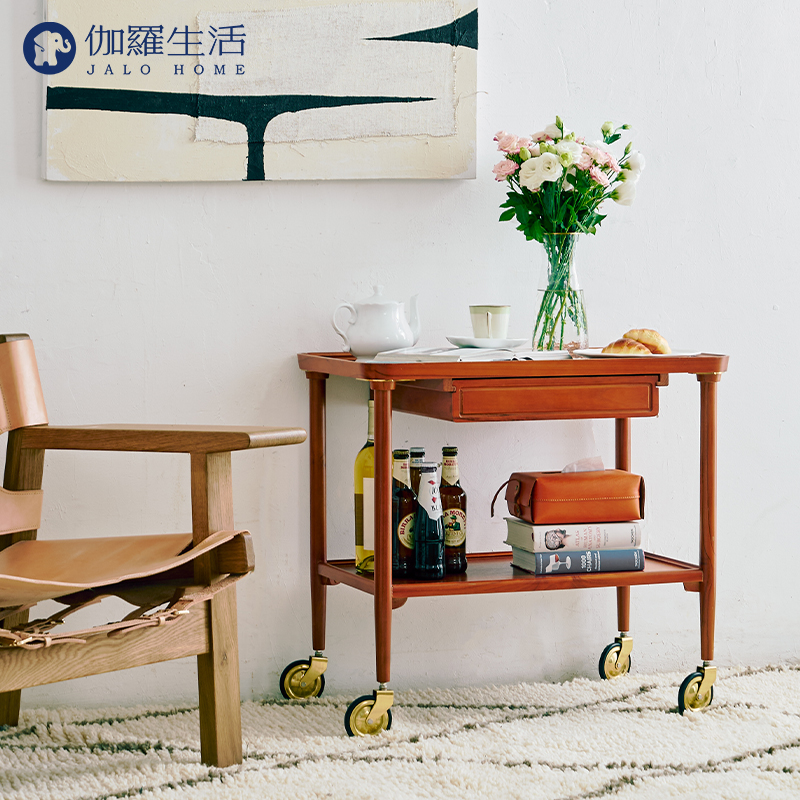 伽罗 JALO MCM风格铜轮柚木小推车（20个工作日内发货）