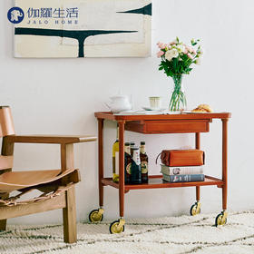 伽罗 JALO MCM风格铜轮柚木小推车