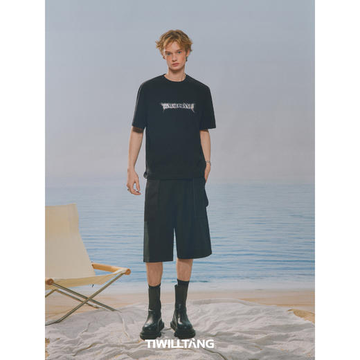 启世录TIWILLTANG“圣迹绽放”烫银印花T恤夏季圆领宽松短袖上衣 商品图2