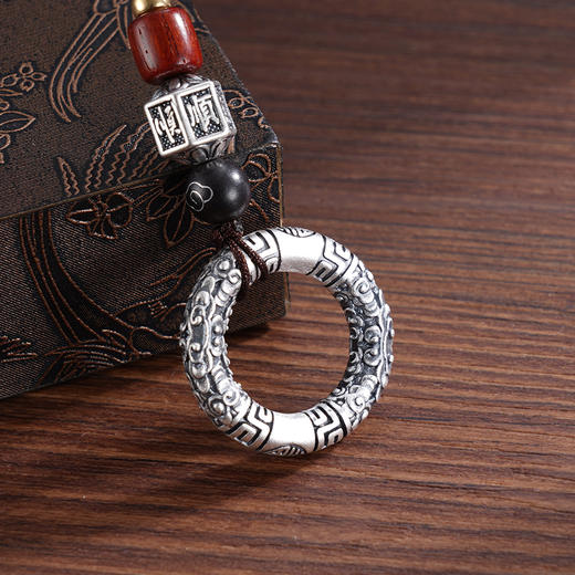 子佩集S999银【平安顺意】钥匙扣【DZ931】纯银小摆件仿古平安扣2503 商品图4