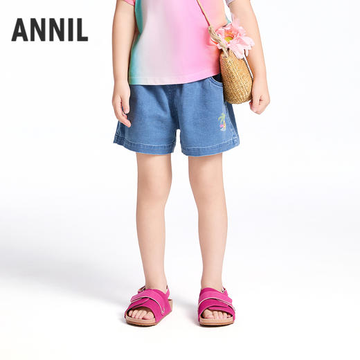 【实体店同款】女童全腰牛仔短裤夏季新款安奈儿童装XG526699 商品图0