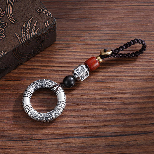 子佩集S999银【平安顺意】钥匙扣【DZ931】纯银小摆件仿古平安扣2503 商品图3