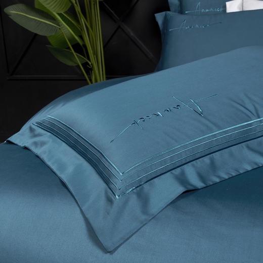 南方生活 100支进口高端匹马棉刺绣四件套  朵红/浅灰/月光蓝 枕套48*74cm*2/被套200*230cm/床单245*250cm 商品图3