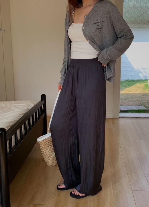 【走路带风】冰爽垂顺～春夏麻花凉凉裤休闲裤 慵懒松紧高腰弹力舒适懒人遛弯可家居可外穿阔腿裤 商品图8