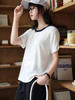【KEMU】老钱风*针织亚麻撞色T恤 ，采用法国产区的雨露麻， 微落肩宽松版型，撞色领口，亲肤顺滑，随性舒适，简单不单调 商品缩略图3