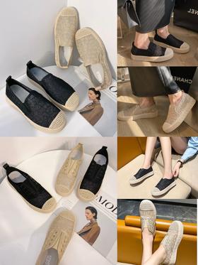 年后发！一脚蹬/半拖可选~【意大利凯撒KAISER小香风刺绣网纱一脚蹬渔夫鞋】超级软！脚感超舒服！舒适透气的蕾丝网纱面，包容性好显脚小❗裸穿软弹无压力