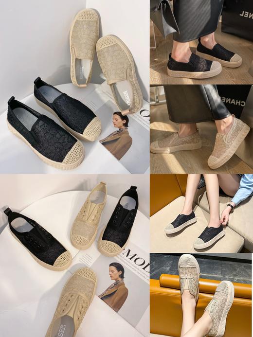 年后发！一脚蹬/半拖可选~【意大利凯撒KAISER小香风刺绣网纱一脚蹬渔夫鞋】超级软！脚感超舒服！舒适透气的蕾丝网纱面，包容性好显脚小❗裸穿软弹无压力 商品图0