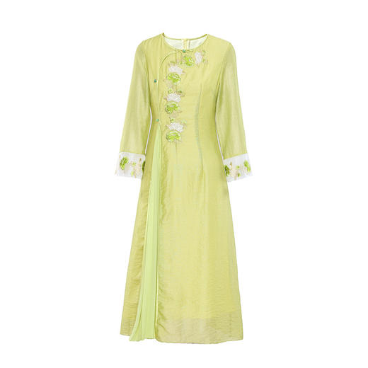 FLZD-6075新中式改良国风气质旗袍裙2025夏装新款绣花圆领收腰显瘦连衣裙女 商品图3