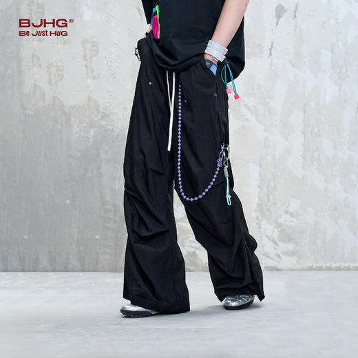 BJHG不计后果美式凉感伞兵工装裤男款夏季新品阔腿轻薄垂感运动裤 商品图1