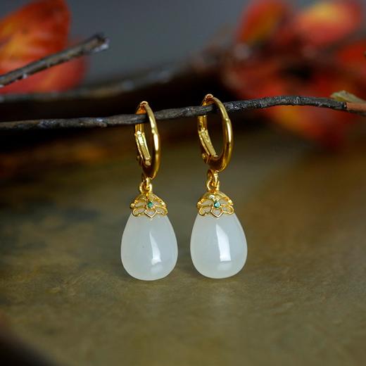 Winy925银和田玉水滴耳坠配证书 商品图2