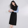 设计感拼接假两件衬衫针织卫衣裙女连衣裙配腰带V0350177 商品缩略图2
