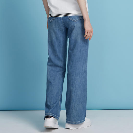 EITIE爱特爱棉感舒适复古蓝色直筒显瘦薄款牛仔裤2025夏季新款B2505618 商品图4