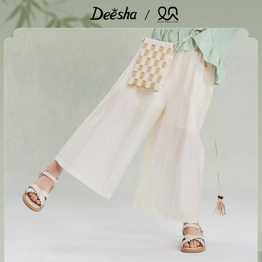 笛莎Deesha观山见女童裤子2025夏季女童国风阔腿裤 商品图1